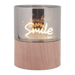 Clayre & Eef LED Candle Ø 8x10 cm Brown Plastic
