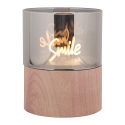 Clayre & Eef LED Candle Ø 8x10 cm Brown Plastic