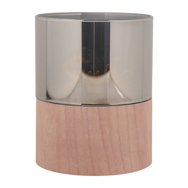 Clayre & Eef LED Candle Ø 8x10 cm Brown Plastic