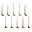 Clayre & Eef Set di 10 candele da cena a LED Ø 2x14 cm Bianco Cera