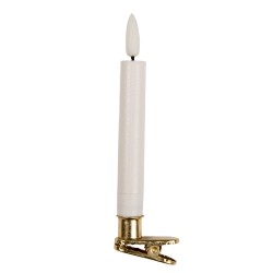 Clayre & Eef Set di 10 candele da cena a LED Ø 2x14 cm Bianco Cera