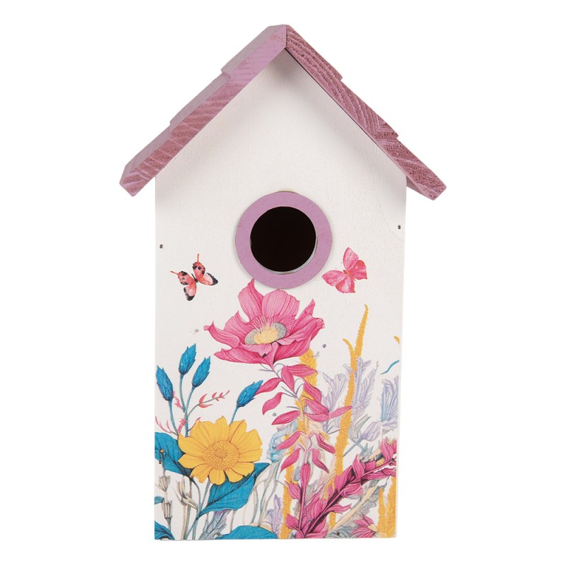 Clayre & Eef Vogelhaus 15x10x22 cm Weiß Holz