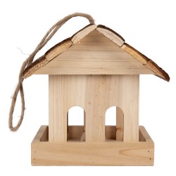 Clayre & Eef Maison de nourriture pour oiseaux 19x18x19 cm Marron Bois