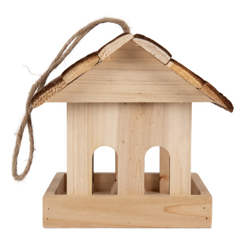 Clayre & Eef Maison de nourriture pour oiseaux 19x18x19 cm Marron Bois