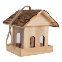 Clayre & Eef Maison de nourriture pour oiseaux 19x18x19 cm Marron Bois