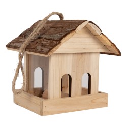 Clayre & Eef Maison de nourriture pour oiseaux 19x18x19 cm Marron Bois
