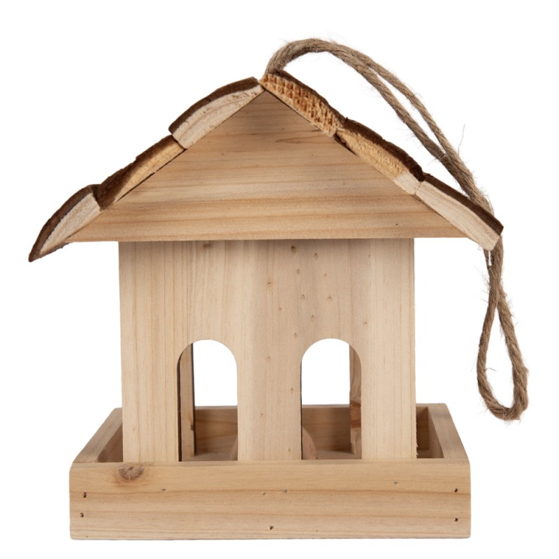 Clayre & Eef Maison de nourriture pour oiseaux 19x18x19 cm Marron Bois