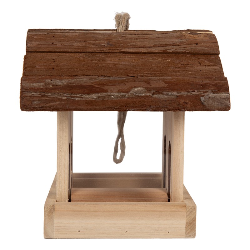 Clayre & Eef Maison de nourriture pour oiseaux 19x18x19 cm Marron Bois