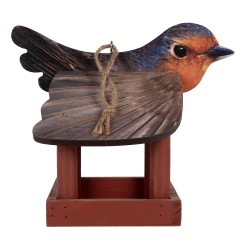 Clayre & Eef Maison de nourriture pour oiseaux 17x25x21 cm Rouge Bois