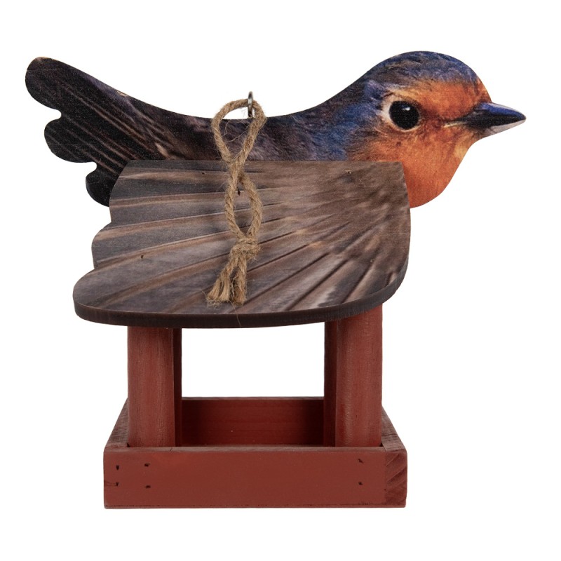 Clayre & Eef Maison de nourriture pour oiseaux 17x25x21 cm Rouge Bois
