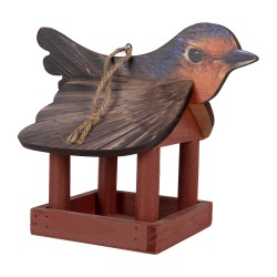 Clayre & Eef Maison de nourriture pour oiseaux 17x25x21 cm Rouge Bois