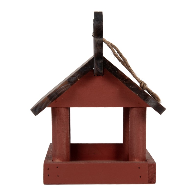 Clayre & Eef Maison de nourriture pour oiseaux 17x25x21 cm Rouge Bois