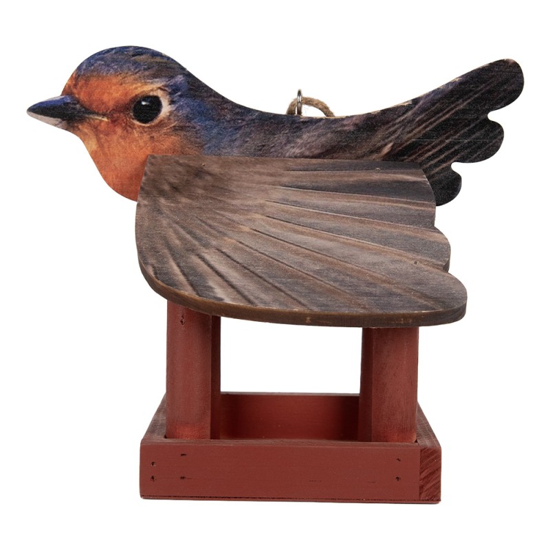 Clayre & Eef Maison de nourriture pour oiseaux 17x25x21 cm Rouge Bois