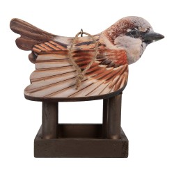 Clayre & Eef Maison de nourriture pour oiseaux 17x25x21 cm Marron Bois