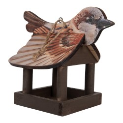 Clayre & Eef Maison de nourriture pour oiseaux 17x25x21 cm Marron Bois