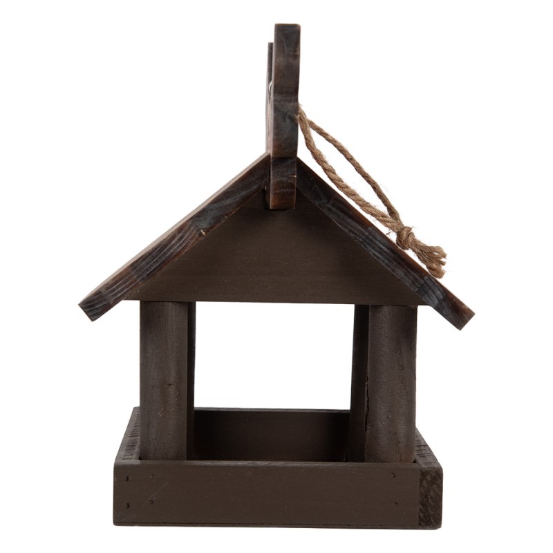 Clayre & Eef Maison de nourriture pour oiseaux 17x25x21 cm Marron Bois