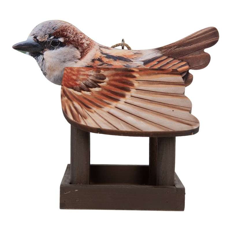 Clayre & Eef Maison de nourriture pour oiseaux 17x25x21 cm Marron Bois