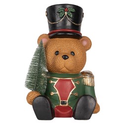 Clayre & Eef Décoration de Noël Image Ours 25x25x38 cm Marron Matériau céramique