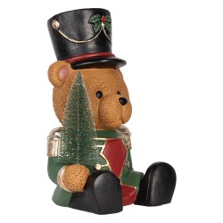 Clayre & Eef Décoration de Noël Image Ours 25x25x38 cm Marron Matériau céramique