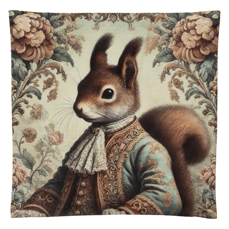 Clayre & Eef Cushion Cover 45x45 cm Beige Polyester Squirrel