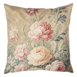 Clayre & Eef Kussenhoes 45x45 cm Beige Polyester Bloemen