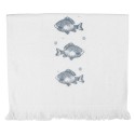 Clayre & Eef Asciugamano per ospiti 40x66 cm Bianco Cotone Pesci