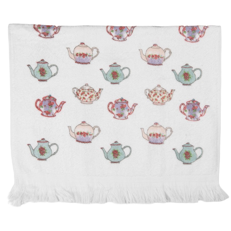 Clayre & Eef Asciugamano per ospiti 40x66 cm Bianco Cotone