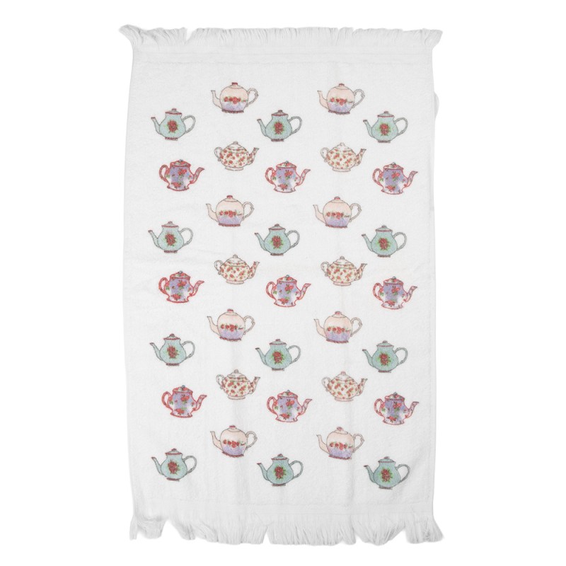 Clayre & Eef Asciugamano per ospiti 40x66 cm Bianco Cotone