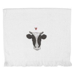 Clayre & Eef Asciugamano per ospiti 40x66 cm Bianco Cotone Mucca