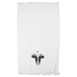 Clayre & Eef Asciugamano per ospiti 40x66 cm Bianco Cotone Mucca