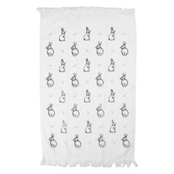 Clayre & Eef Asciugamano per ospiti 40x66 cm Bianco Cotone Coniglio