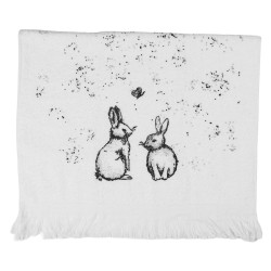 Clayre & Eef Asciugamano per ospiti 40x66 cm Bianco Cotone Conigli