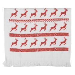 Clayre & Eef Asciugamano per ospiti 40x66 cm Bianco Cotone Cervo