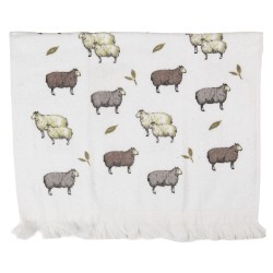 Clayre & Eef Asciugamano per ospiti 40x66 cm Bianco Cotone Pecora