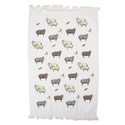 Clayre & Eef Asciugamano per ospiti 40x66 cm Bianco Cotone Pecora