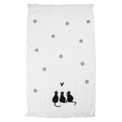 Clayre & Eef Asciugamano per ospiti 40x66 cm Bianco Cotone Gatti