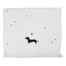 Clayre & Eef Asciugamano per ospiti 40x66 cm Bianco Cotone Bassotto