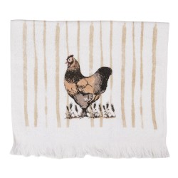 Clayre & Eef Asciugamano per ospiti 40x66 cm Bianco Cotone Pollo