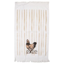 Clayre & Eef Asciugamano per ospiti 40x66 cm Bianco Cotone Pollo