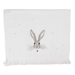 Clayre & Eef Asciugamano per ospiti 40x66 cm Bianco Cotone Coniglio