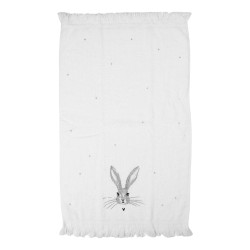 Clayre & Eef Asciugamano per ospiti 40x66 cm Bianco Cotone Coniglio