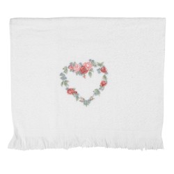 Clayre & Eef Asciugamano per ospiti 40x66 cm Bianco Cotone Coure