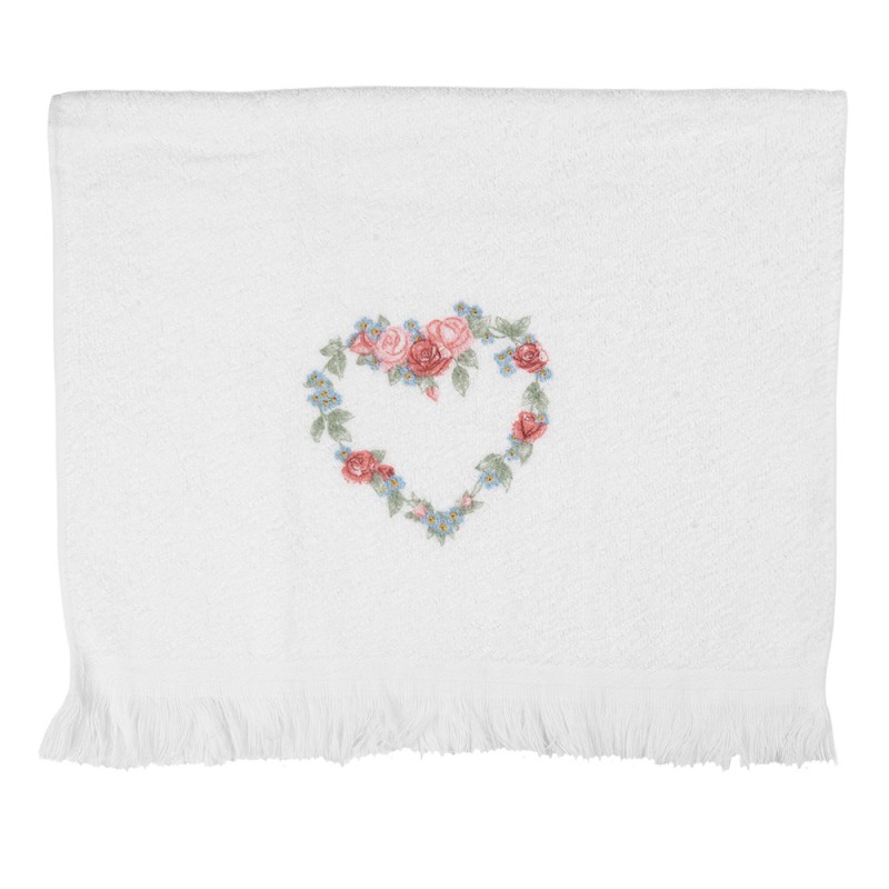 Clayre & Eef Asciugamano per ospiti 40x66 cm Bianco Cotone Coure