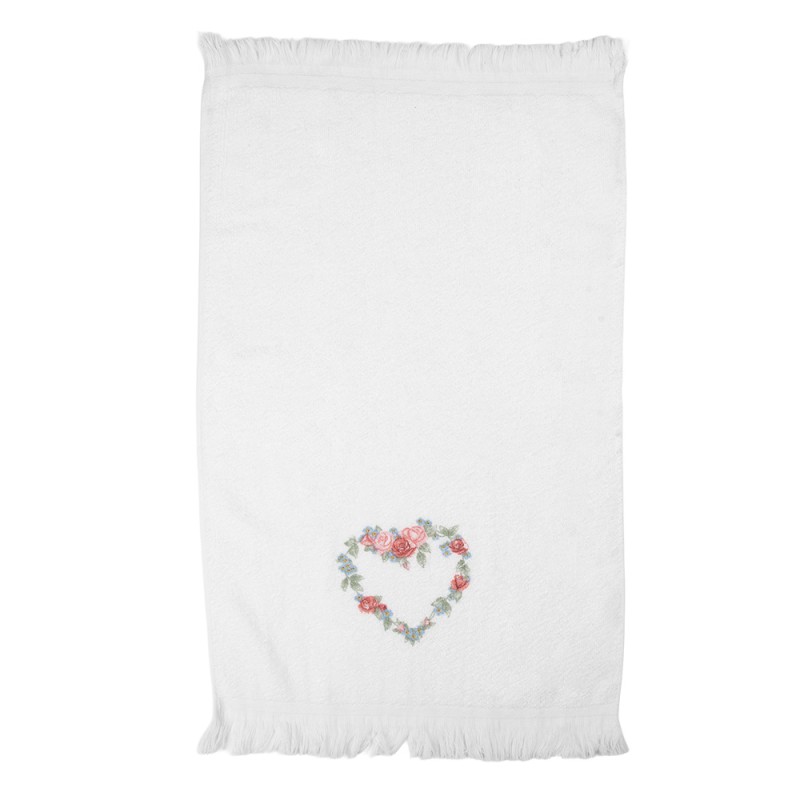 Clayre & Eef Asciugamano per ospiti 40x66 cm Bianco Cotone Coure