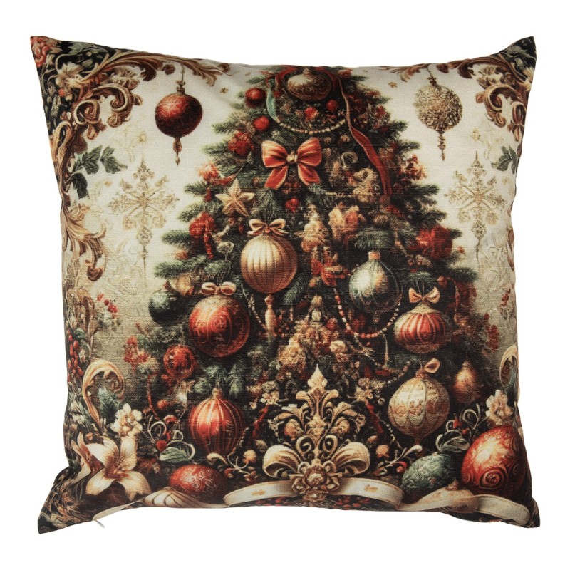 Clayre & Eef Federa per cuscino 45x45 cm Beige Poliestere Albero di Natale