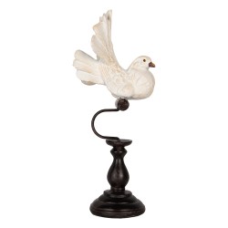 Clayre & Eef Decoratie Beeld Vogel 15x11x36 cm Wit Kunststof