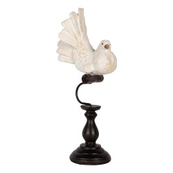 Clayre & Eef Decoratie Beeld Vogel 15x11x36 cm Wit Kunststof