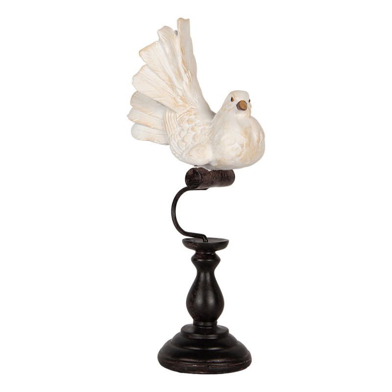 Clayre & Eef Statuetta decorativa Uccello 15x11x36 cm Bianco Plastica