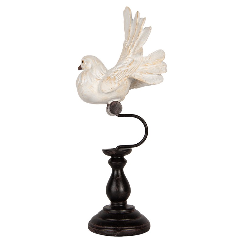 Clayre & Eef Statuetta decorativa Uccello 15x11x36 cm Bianco Plastica
