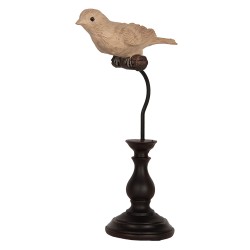 Clayre & Eef Decoratie Beeld Vogel 12x7x21 cm Beige Kunststof